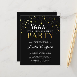 Budget Confetti Black & Gold Shhh Surprise Party