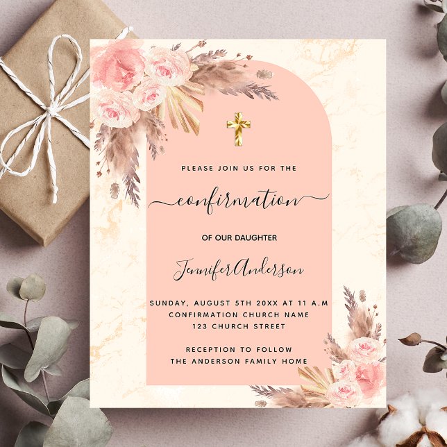 Budget Confirmation pampas herbe marbre rose blush (Créateur téléchargé)