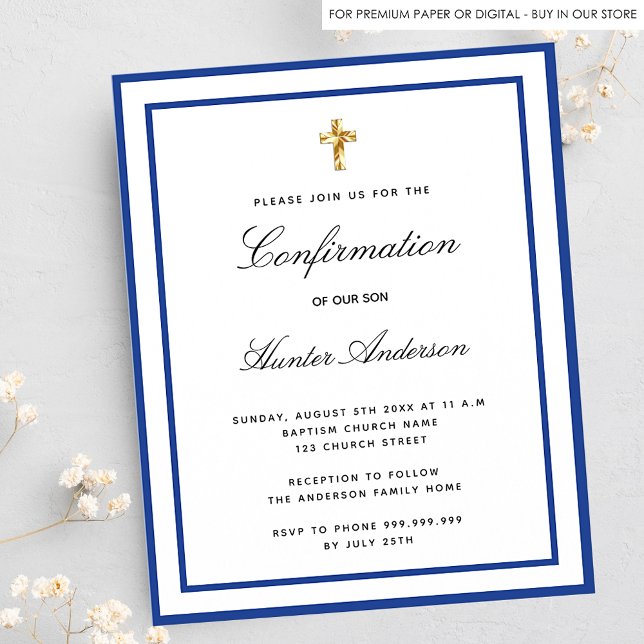 Budget confirmation royal blue white invitation (Créateur téléchargé)