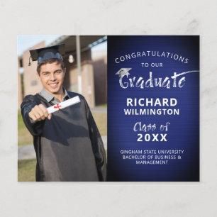 Budget Congrats Gradué Marine Bleu Faire-part