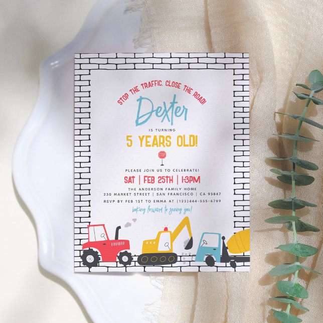 Budget Construction Véhicules Garçon fête d'annive (Créateur téléchargé)