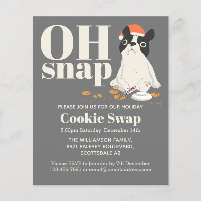 Budget Cookie Swap Cute Puppy Grey Invitation (Devant)