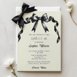 Budget Coquette Black Bow Sweet 16 Invitation<br><div class="desc">Célébrez en style avec notre Elégante Aquarelle Coquette Sweet 16 Invitation, avec un arc noir chic en aquarelle. Parfait pour une soirée raffinée Sweet 16, cette invitation personnalisable capte l'essence de l'élégance et du charme jeune. Impressionnez vos invités avec une invitation moderne et intemporelle qui donne le ton pour une...</div>