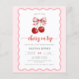Budget Coquette Cherry sur le Baby shower Invitati
