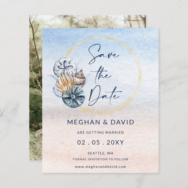 Budget Coquillages Été Plage Photo Enregistrer La  (Devant / Derrière)