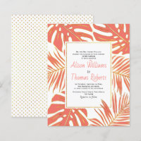 BUDGET corail tropical feuilles faire-part de mari