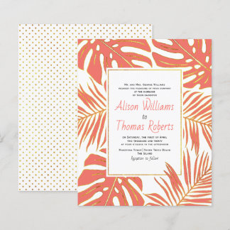 BUDGET corail tropical feuilles faire-part de mari
