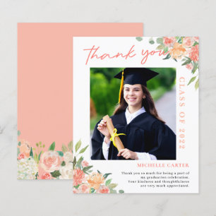 Budget Coral Floral Photo Graduation Merci