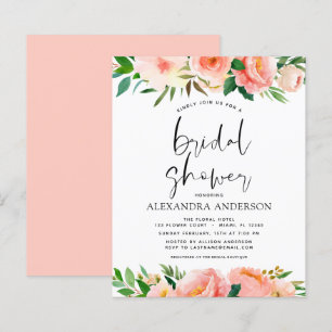 Budget Coral Peach Floral Bridal Show Invitation