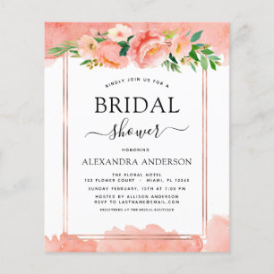 Budget Coral Peach Floral Bridal Show Invitation