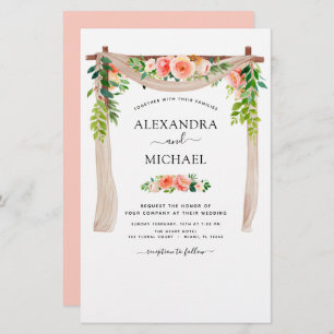 Budget Coral Peach Floral Faire-part de mariage