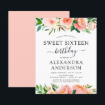 Budget Coral Pêche Sweet sixteen Floral<br><div class="desc">Budget Coral,  Pêche et blanc Floral et Eucalyptus Vert Botanique Printemps ou Été Pastel Sweet sixteen (16e) Anniversaire Fête Invitations - comprend belle et élégante typographie script avec des fleurs botaniques modernes et la verdure pour la célébration spéciale Anniversaire.</div>
