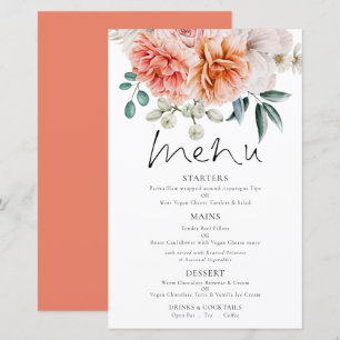 Budget Coral Peonies Florales Mariage Menu