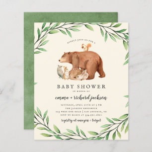 Budget Cream Green Forest Animaux Baby shower