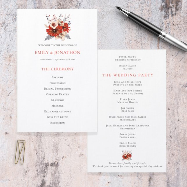 Budget Crème rouge Florales Foliage Programme de m (Créateur téléchargé)