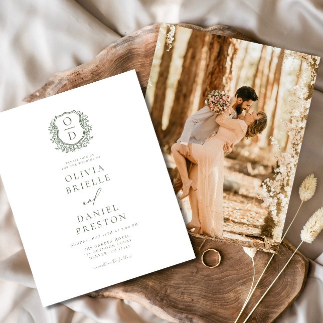 Budget Crête Fleurie Vert Sauge Monogramme Mariage (Créateur téléchargé)