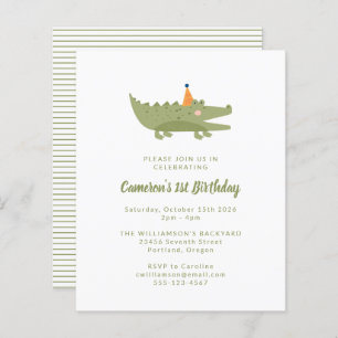 Budget Crocodile vert 1er Invitation anniversaire