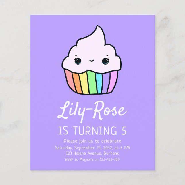 Budget Cupcake Invitation de fête d'anniversaire d (Devant)