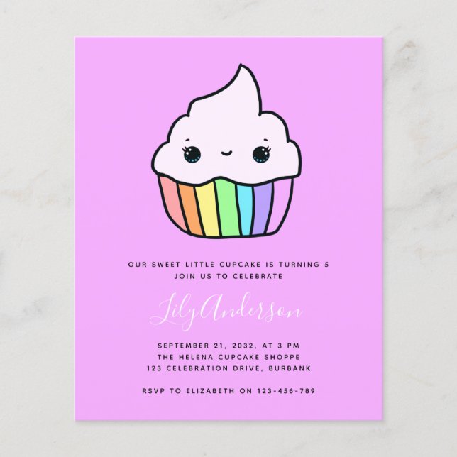 Budget Cupcake Invitation de fête d'anniversaire d (Devant)