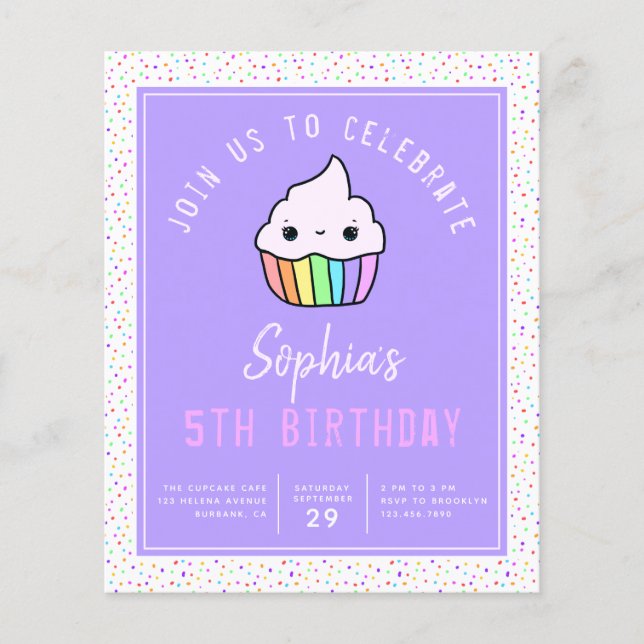 Budget Cupcake Invitation de fête d'anniversaire d (Devant)