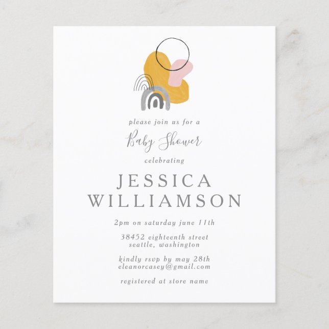 Budget Cute Abstrait Boho Baby shower jaune (Devant)