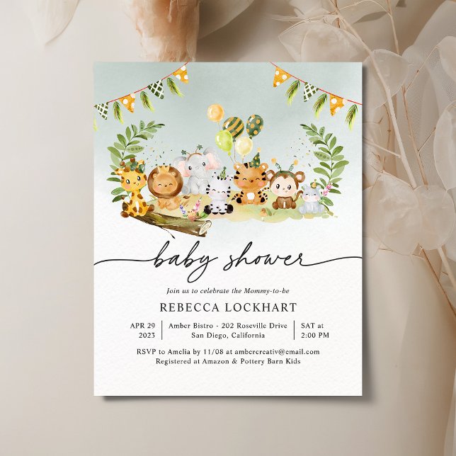 Budget Cute Animal Boy Baby shower Invitation (Créateur téléchargé)