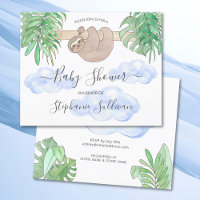 Budget Cute Baby Boy Sloth Baby shower Invitation