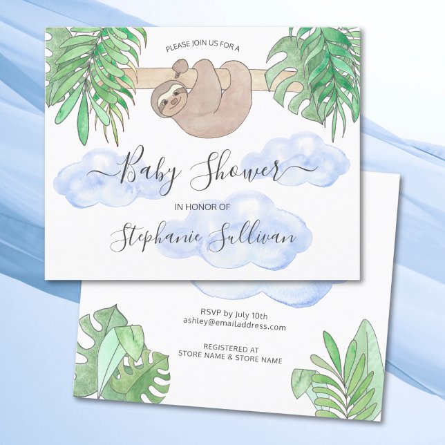 Budget Cute Baby Boy Sloth Baby shower Invitation (Créateur téléchargé)