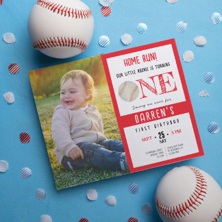 Budget Cute Baseball Photo 1er Anniversaire Invita