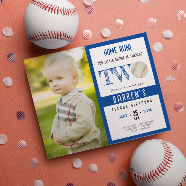 Budget Cute Baseball Photo Boy 2e anniversaire Inv (Créateur téléchargé)