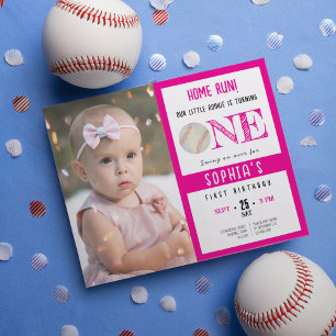 Budget Cute Baseball Photo Girl 1er anniversaire