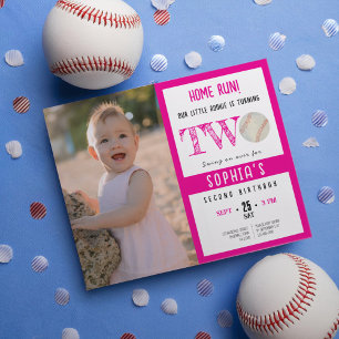 Budget Cute Baseball Photo Girl 2e anniversaire