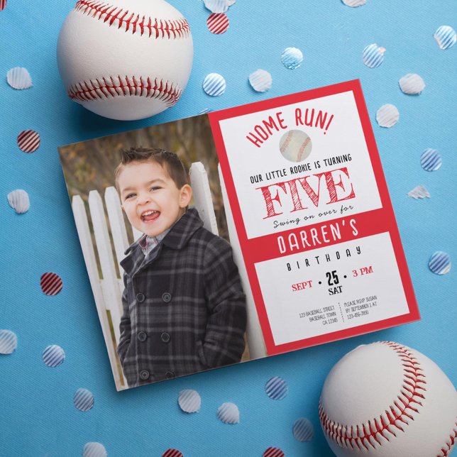 Budget Cute Baseball Photo Invitation Anniversaire (Créateur téléchargé)