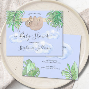Budget Cute Blue Boy Sloth Baby shower Invitation