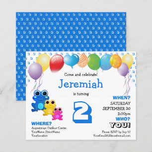 Budget Cute Blue Boys 2e Invitation anniversaire
