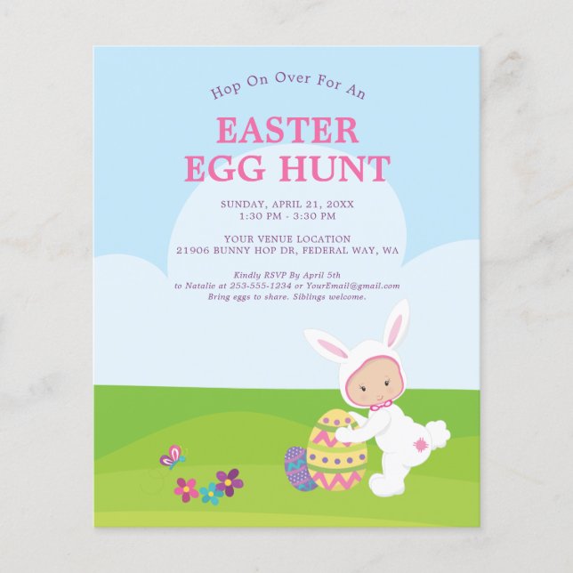 Budget Cute Easter Bunny Egg Hunt Party Invitation (Devant)