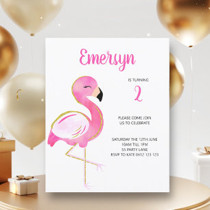 BUDGET Cute Flamant rose Aquarelle rose Invitation