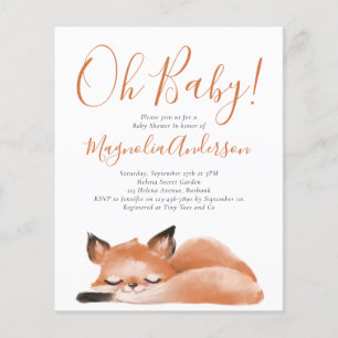 BUDGET Cute Fox Oh Baby shower Invitation