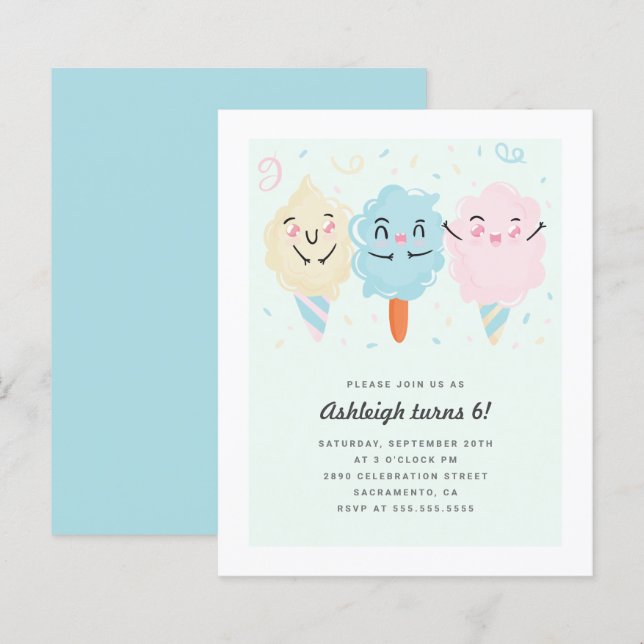 Budget Cute Kawaii Sucre Candy Enfants Anniversair (Devant / Derrière)