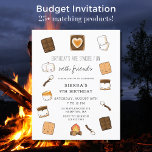 Budget Cute Kids S'Mores Bonfire Anniversaire<br><div class="desc">Célébrez leur anniversaire en plein air autour du feu de camp avec leurs amis. Notre mignonne invitation à la fête d'anniversaire de s'mores est fantasque avec les s'mores se fixant autour des bords. Barres de chocolat, graphams, marshmallow, feux de camp et s'mores font de ce kawaii design le meilleur. Les...</div>