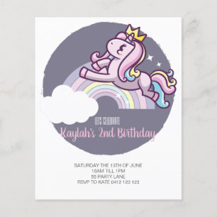 BUDGET Cute Magique Unicorn Invitation