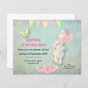 Budget Cute Unicorn Première Invitation Anniversai