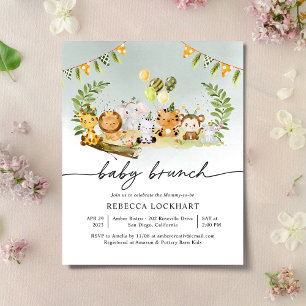 Budget Cute Wild Animals Boy Baby Brunch Invitatio