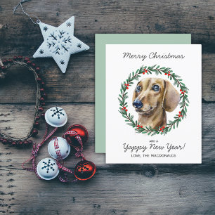 Budget Dachshund Chien Joyeux Noël Carte de couron