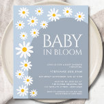 Budget Daisy Baby In Bloom Blue Baby shower Invita<br><div class="desc">Prévoyez-vous le baby shower d'un garçon ? Cette charmante invitation au budget est décorée de marguerites dessinées à la main et d'une arche bleue sur un arrière - plan bleu pâle. Il est écrit "Baby in Bloom" dans la typographie stylisée. Facile à personnaliser. Dessin original © Michele Davies.</div>