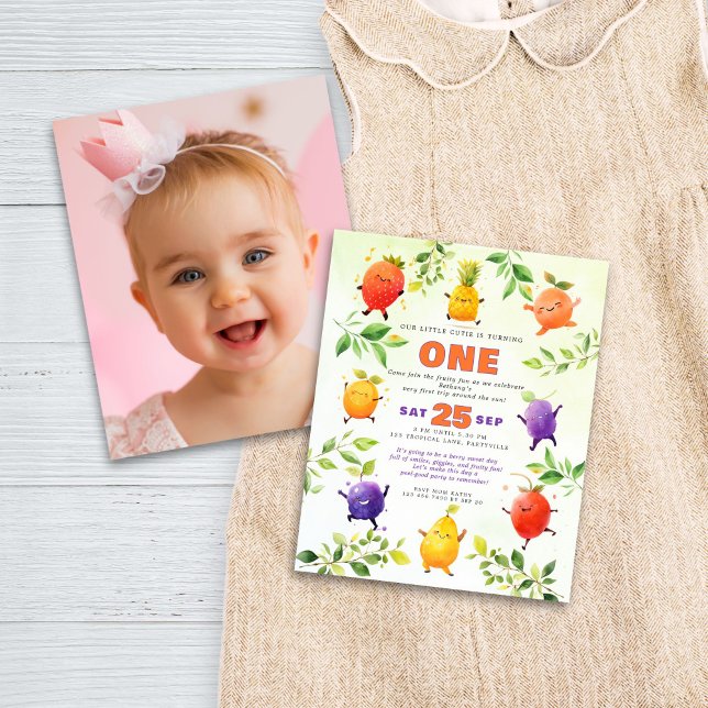 Budget Dancing Fruit 1er anniversaire de fête Phot (Front and back view)