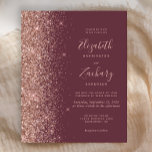Budget Dark Bourgogne Rose Faire-part de mariage o<br><div class="desc">Le bord gauche de cette élégante faire-part de mariage moderne est orné d'une bordure rose en faux parties scintillant or. Le texte personnalisable combine écriture rose couleur or pâle, couleur blush, copperplate et polices italiques sur un arrière - plan bordeaux foncé. L'envers est assorti d'un design en or bordeaux et...</div>