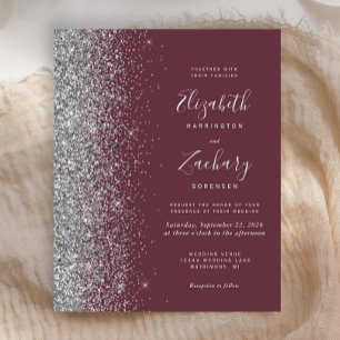 Budget Dark Burgundy Parties scintillant Argent In