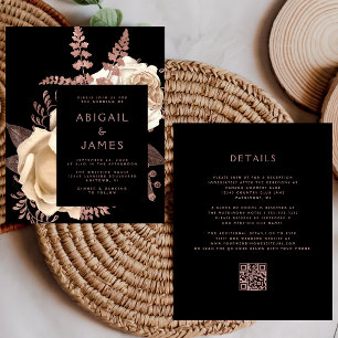 Budget Dark Floral Rose or QR Code Mariage