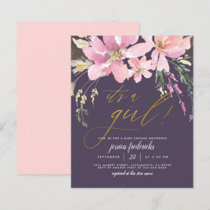 Budget Dark Purple & Gold Girl Baby shower floral